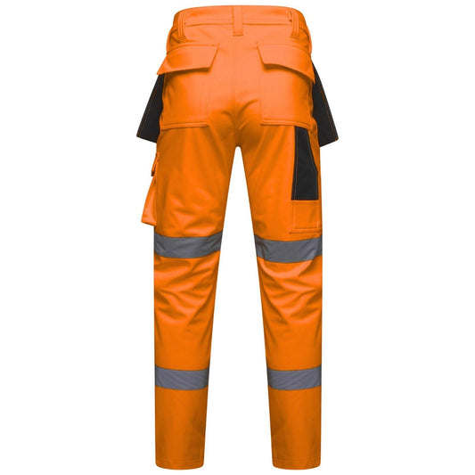 Mens Hi Vis Softshell Waterproof Cargo Trousers.