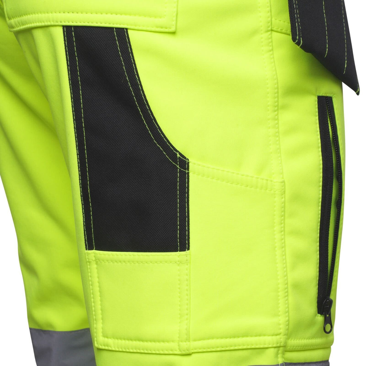Mens Hi Vis Softshell Waterproof Cargo Trousers.