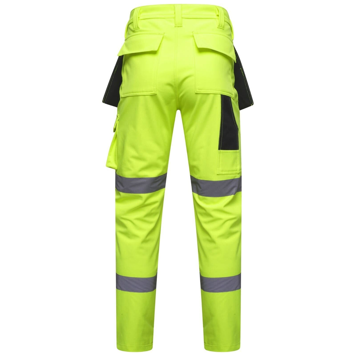 Mens Hi Vis Softshell Waterproof Cargo Trousers.