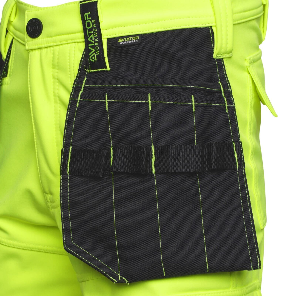 Mens Hi Vis Softshell Waterproof Cargo Trousers.