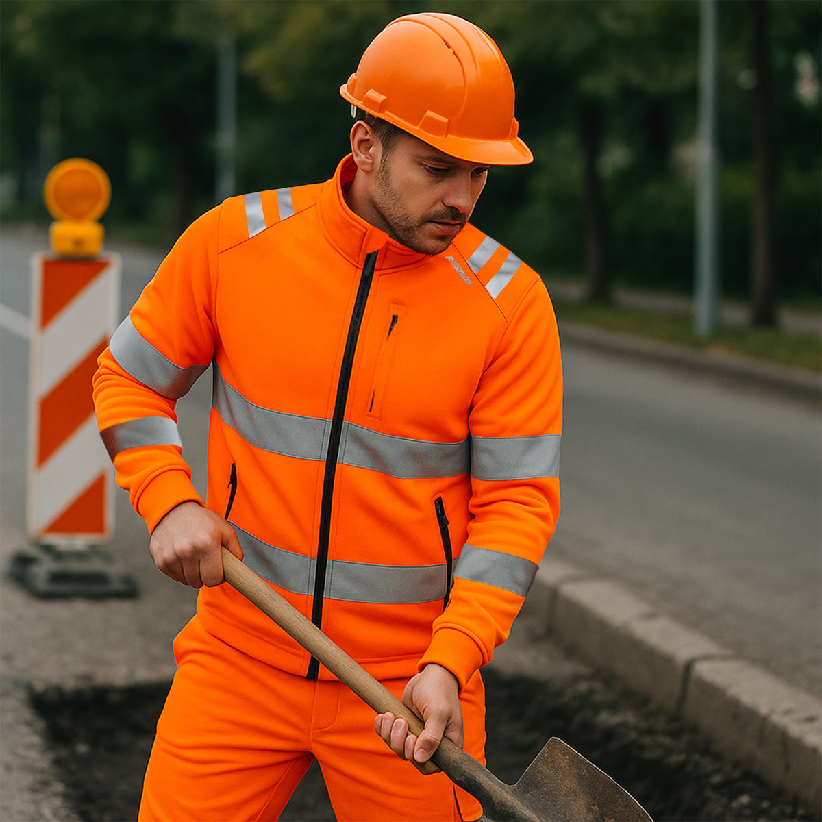 Hi-Vis Sweatshirt Zipper Jacket – Breathable, Reflective, Zip Pockets.