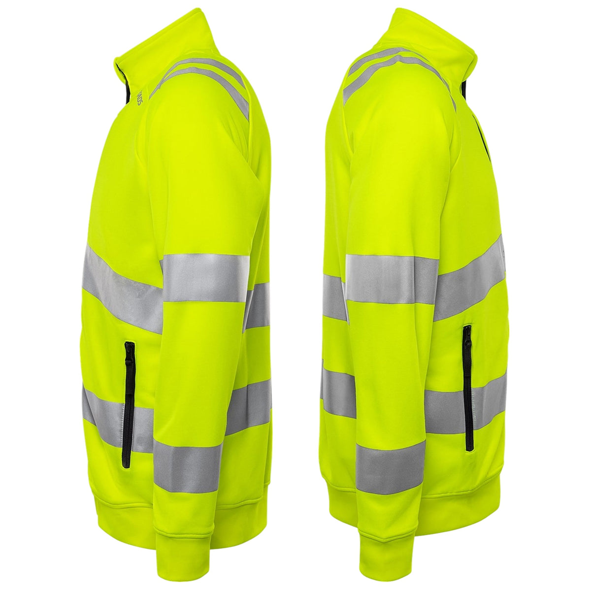 Hi-Vis Sweatshirt Zipper Jacket – Breathable, Reflective, Zip Pockets.