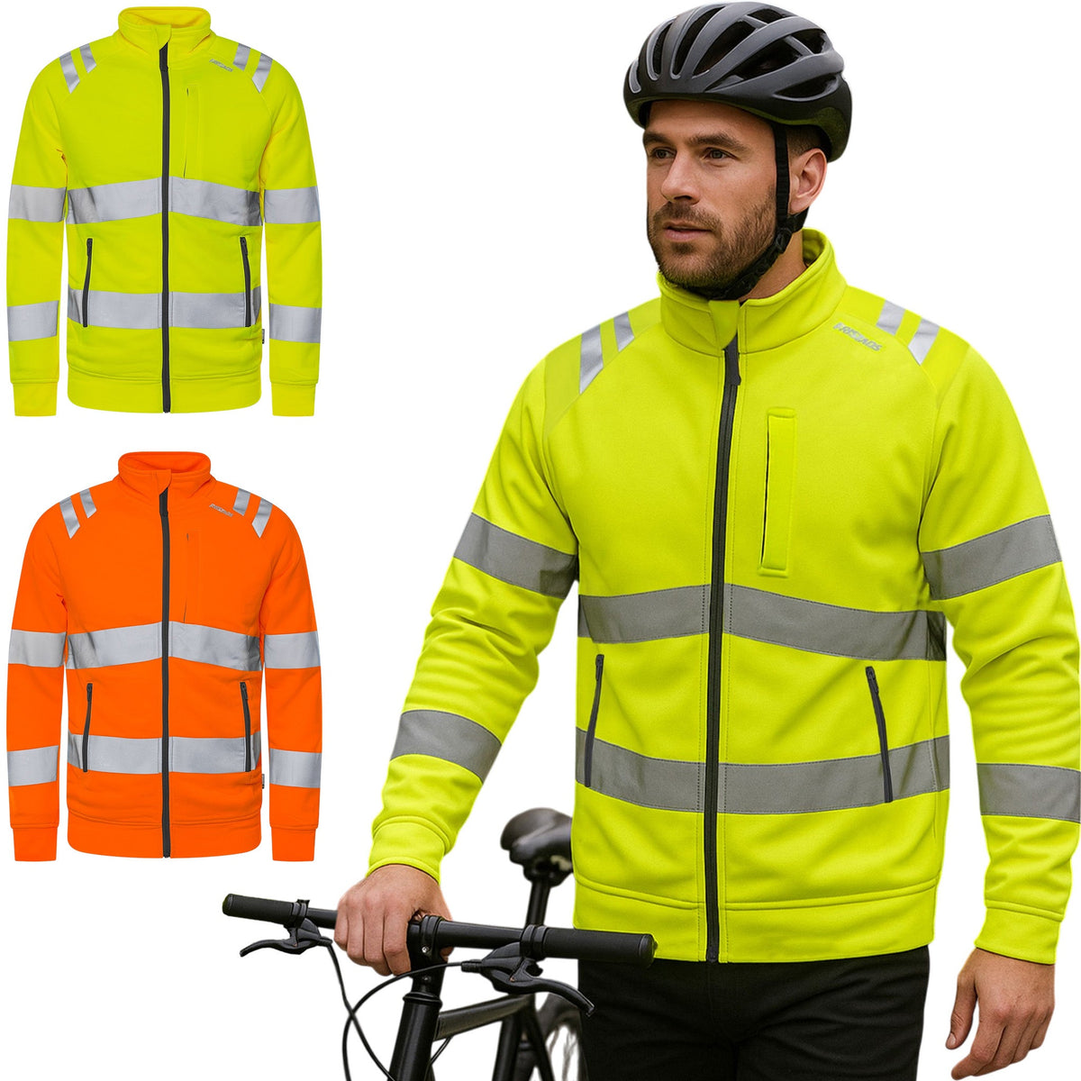 Hi-Vis Sweatshirt Zipper Jacket – Breathable, Reflective, Zip Pockets.